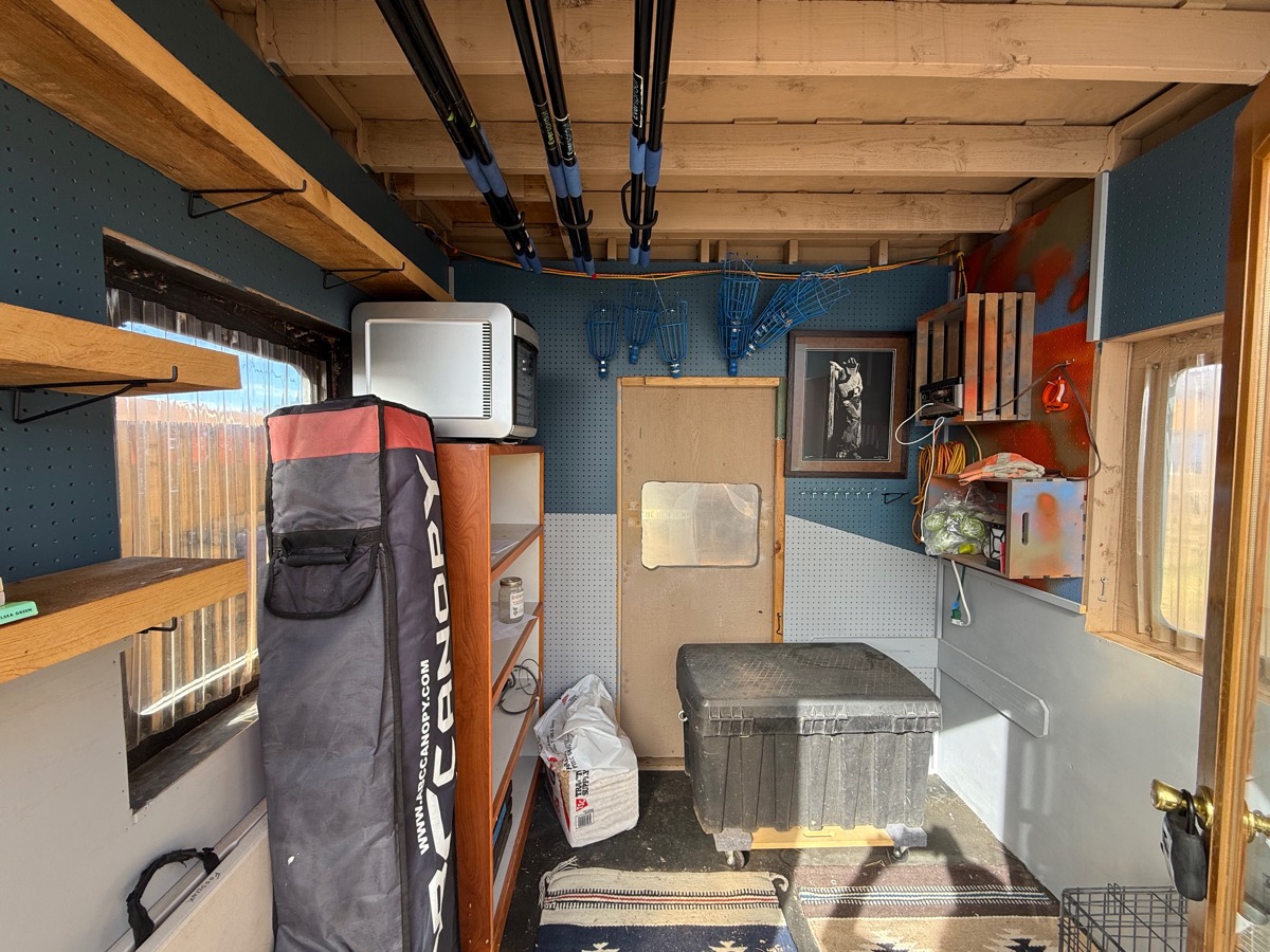 Inside the shed looking north